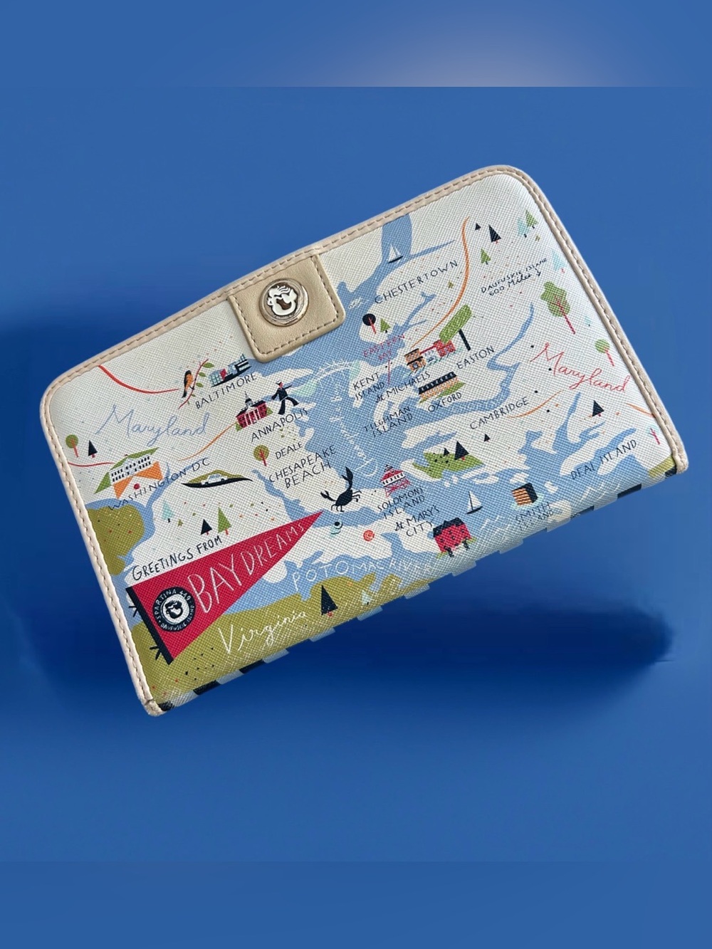 ❤️🩵 Spartina 449 Bay Dreams Chesapeake Bay Snap Wallet MD DC VA DE GUC $15